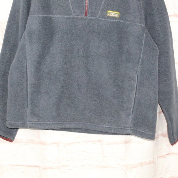 LL Bean Blue Polyester Half Zip High Neck Mountain Fleece Sweater Size L - Picture 3 of 8